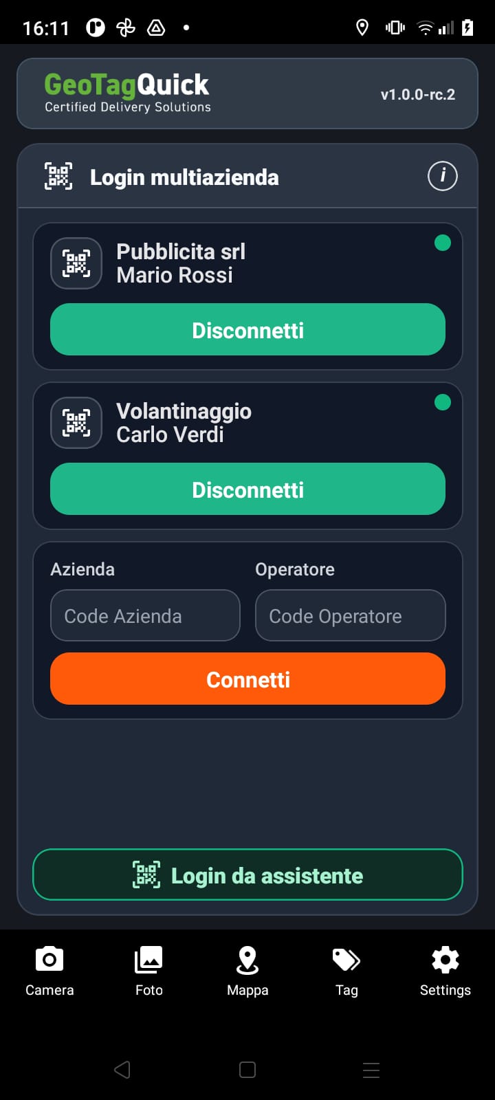 Login connesso