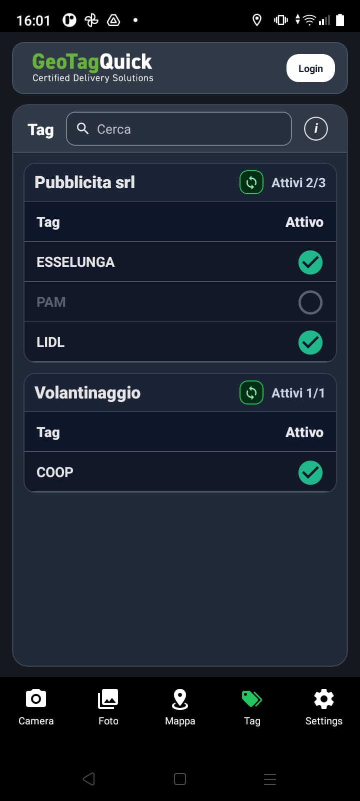 Gestione TAG