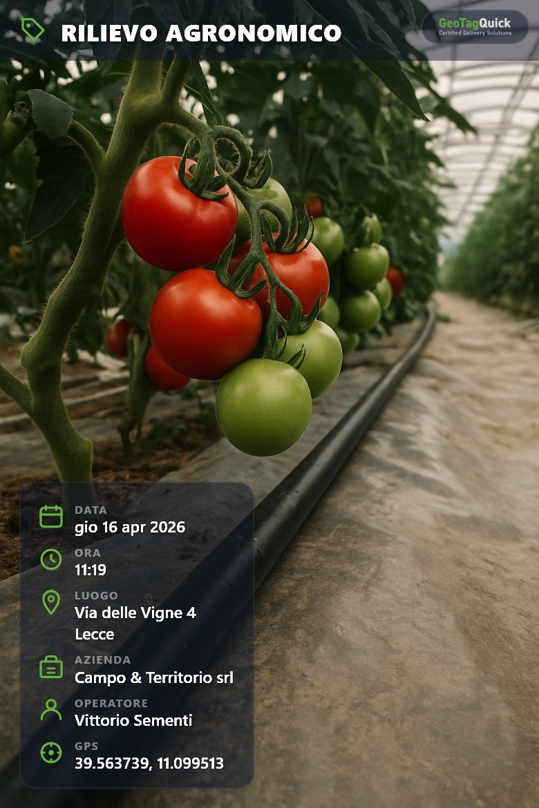 Prova fotografica certificata - Rilievo agronomico Lecce